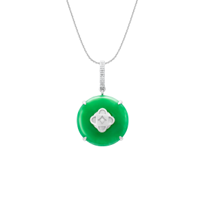 Mặt dây chuyền Vàng trắng 58,5% (14K) Đính đá cẩm thạch PNJ Kim Bảo Như Ý Vol 3 JDXMW000012