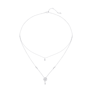 Dây cổ Vàng Trắng 58,5% (14K) Đính đá ECZ PNJ Audax Rosa XMXMW000715