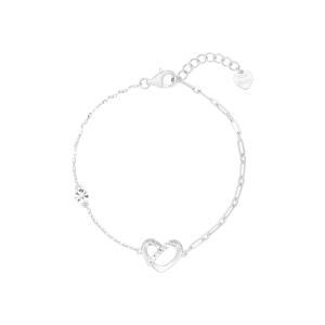 Lắc tay Vàng Trắng 58,5% (14K) PNJ Kind Heart 0000W001735