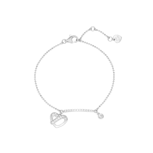 Lắc tay Vàng Trắng 58,5% (14K) Đính đá ECZ PNJ Kind Heart XMXMW000900