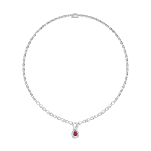 Dây cổ Vàng Trắng 58,5% (14K) Đính đá Ruby PNJ RBXMW000014