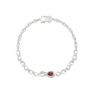 Lắc tay Vàng Trắng 58,5% (14K) Đính đá Ruby PNJ RBXMW000037