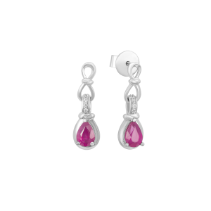 Bông tai Vàng Trắng 58,5% (14K) Đính đá Ruby PNJ Family Infinity RBXMW000125