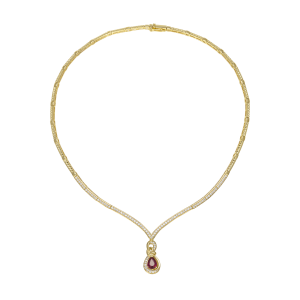 Dây cổ Vàng 58,5% (14K) Đính đá Ruby PNJ Family Infinity RBXMY000065