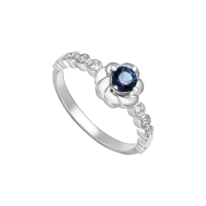 Nhẫn Vàng trắng 58,5% (14K) Đính đá Sapphire Disney|PNJ Cinderella SPDDW000477