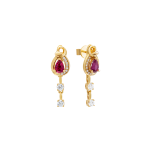 Bông tai Vàng 58,5% (14K) Đính đá Ruby PNJ Family Infinity RBXMY000398