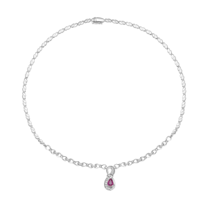 Dây cổ Vàng Trắng 58,5% (14K) Đính đá Ruby PNJ Family Infinity RBXMW000014
