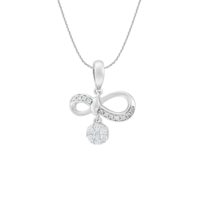 Mặt dây chuyền Kim cương Vàng Trắng 58,5% (14K) PNJ Family Infinity DDDDW003023