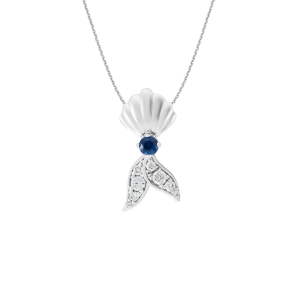 Mặt dây chuyền Vàng trắng 58,5% (14K) Đính đá Sapphire Disney|PNJ The Little Mermaid SPDDW000102