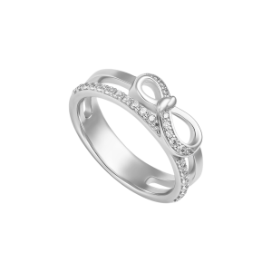 Nhẫn Vàng Trắng 58,5% (14K) Đính đá ECZ PNJ Family Infinity XMXMW007129