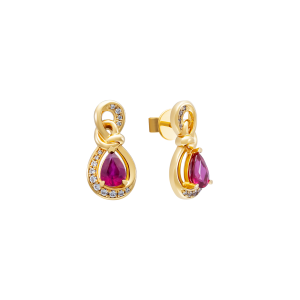 Bông tai Vàng 58,5% (14K) Đính đá Ruby PNJ Family Infinity RBXMY000397