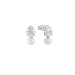 Bông tai Vàng trắng 41,6% (10K) Đính Ngọc trai Freshwater PNJ PFXMW000463