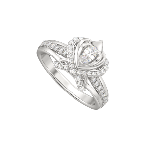 Nhẫn Kim cương Vàng Trắng 58,5% (14K) PNJ Trầu cau DDDDW016368