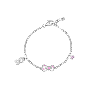 Lắc tay trẻ em Bạc đính đá PNJ ❤️ HELLO KITTY Blooming Time ZT00W000026