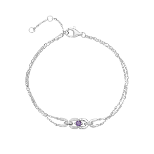 Lắc tay Vàng Trắng 41,6% (10K) Đính đá Amethyst PNJ Magnétique ATXMW000015