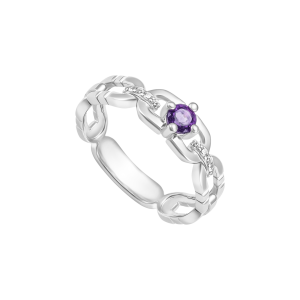 Nhẫn Vàng Trắng 41,6% (10K) Đính đá Amethyst PNJ Magnétique ATXMW000085
