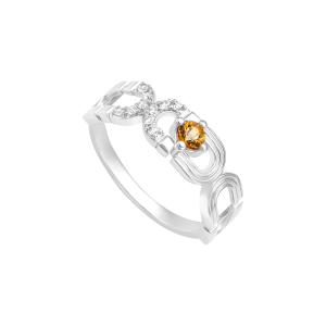 Nhẫn Vàng Trắng 41,6% (10K) Đính đá Citrine PNJ Magnétique CTXMW000109