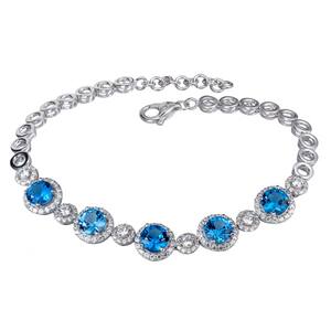 Lắc tay bạc PNJSilver đính đá màu xanh