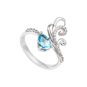 Nhẫn PNJ Phượng Hoàng Vàng Trắng 14K đính đá Topaz