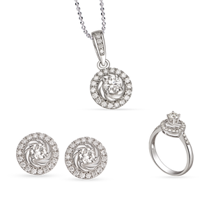 Bộ trang sức Kim cương PNJ vàng trắng 14K