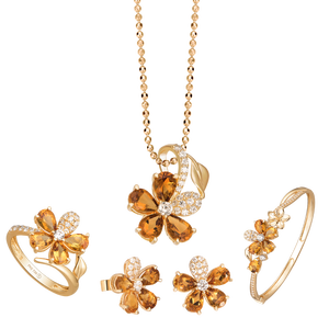 Bộ trang sức PNJ Sắc xuân vàng 18K đính đá Citrine