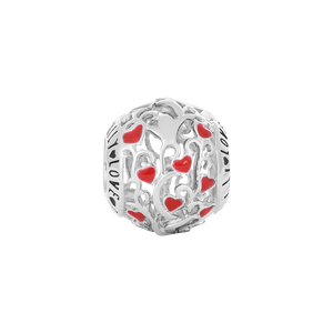 Hạt charm xỏ DIY PNJSilver hình tròn họa tiết trái tim 0000K060184