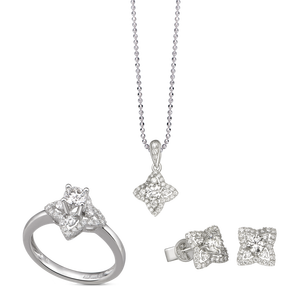 Bộ trang sức Kim Cương PNJ First Diamond Vàng Trắng 14K