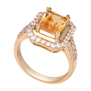 Nhẫn PNJ vàng 18K đính đá Citrine