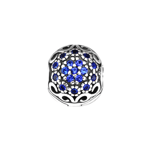 Hạt charm chặn DIY PNJSilver hình tròn giả cổ đính hạt xanh ZT00K060004