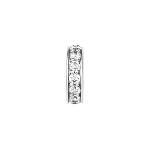 Hạt Charm Me Vàng trắng Ý 18K đính đá CZ PNJ hình tròn dẹt XM00W000029