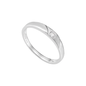 Nhẫn cưới Vàng trắng 10K đính đá ECZ Swarovski PNJ XM00W000068