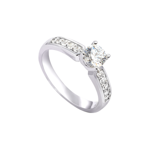 Nhẫn Vàng trắng 10K đính đá ECZ Swarovski PNJ XMXMW001734