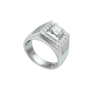 Nhẫn nam Vàng trắng 10K đính đá ECZ Swarovski PNJ XMXMW001740