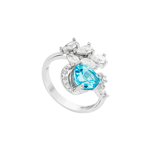 Nhẫn Vàng trắng 14K đính đá Topaz PNJ Nụ Tầm Xuân TPXMW000389