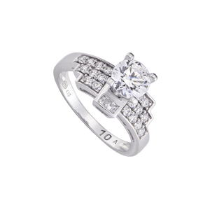 Nhẫn Vàng trắng 10K đính đá ECZ Swarovski PNJ XMXMW002051