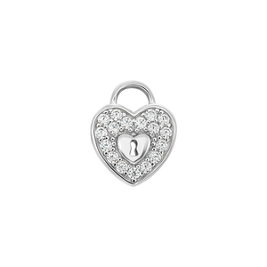 Hạt charm xỏ DIY PNJSilver hình ổ khóa trái tim 00XMW060010