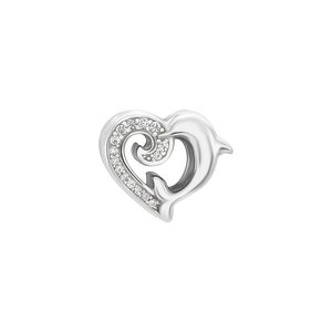 Hạt charm xỏ DIY PNJSilver hình cá heo ôm trái tim XMXMW060003