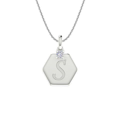 Mặt dây chuyền Kim cương Vàng Trắng 14K PNJ chữ S DD00W000647