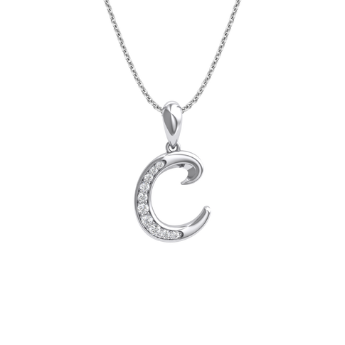 Mặt dây chuyền Kim cương Vàng Trắng 14K PNJ chữ C DDDDW002565
