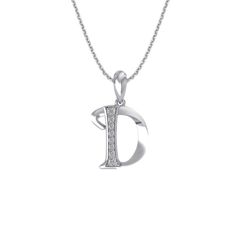 Mặt dây chuyền Kim cương Vàng Trắng 14K PNJ chữ D DDDDW002566