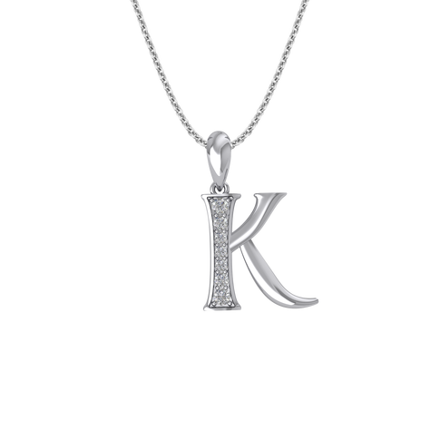 Mặt dây chuyền Kim cương Vàng Trắng 14K PNJ chữ K DDDDW002569