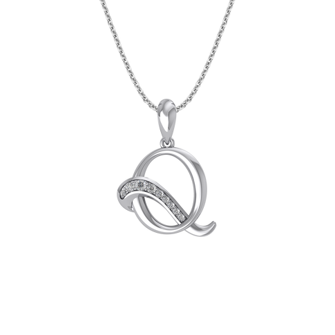 Mặt dây chuyền Kim cương Vàng Trắng 14K PNJ chữ Q DDDDW002575