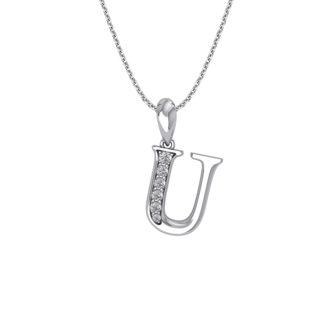 Mặt dây chuyền Kim cương Vàng Trắng 14K PNJ chữ U DDDDW002578