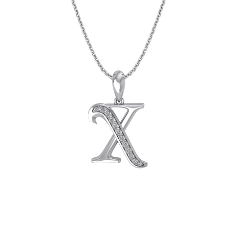 Mặt dây chuyền Kim cương Vàng Trắng 14K PNJ chữ X DDDDW002580